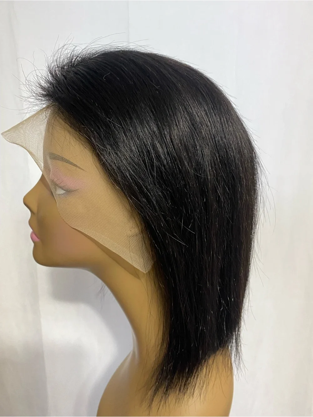 12” Glueless Lace Front Bob Wig 13x4 Pre Plucked Human Hair Black Medium Cap